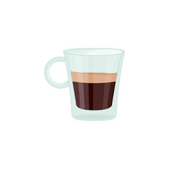Vector illustration of coffee in glass on white background.