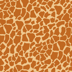 Animal skin giraffe seamless pattern, various brown spots on yellowish background