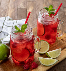 Cranberry Juice With Raspberries and Lime