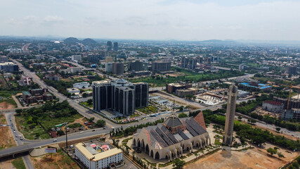 Aerial shot of downtown Abuja City metropolis