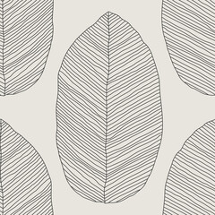 Trendy minimalist seamless botanical pattern with line art composition - 436015660