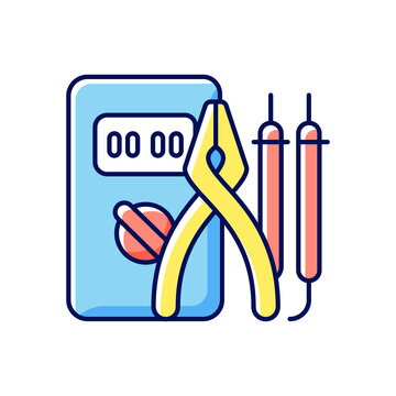 electrical tools: multimeter, pliers, probes clip art preview