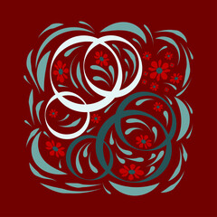 Folk floral art print Flowers abstract art poster