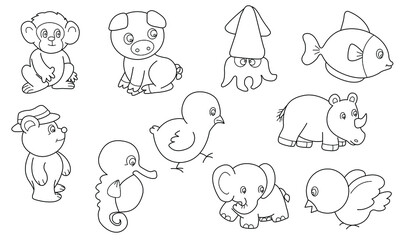 Cute design animal vector set 6
(Outline)