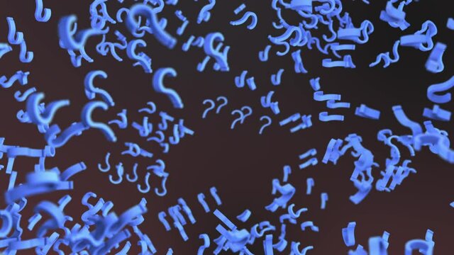 Question marks fly in seamless loop. Quiz background