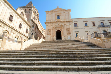 Fototapeta premium Noto: the baroque church with large staircase of San Francesco d'Assisi all'Immacolata.