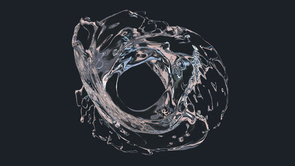 3D Flüssigkeit Spritzer rund mit Loch | solo | 3D Render Illustration 