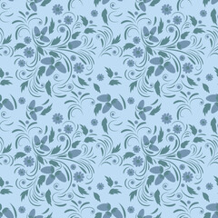 Folk floral art pattern Flowers abstract surface design Seamless pattern