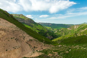 Landslide from the top of green mountain