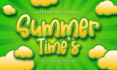 Summer time's  3d text style effect themed summer holiday