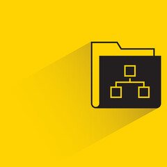 folder and diagram icon shadow on yellow background