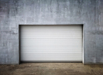 Garage Door in Unfinish Exterior Concrete Wall