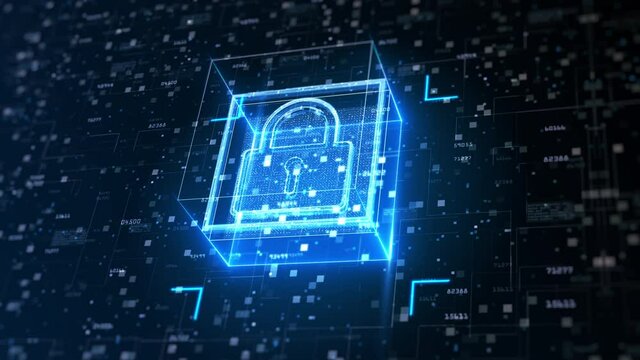 Padlock of Cyber Security On Circuit board, Digital Data Network Protection, Big Data Analysis Future Background Concept.