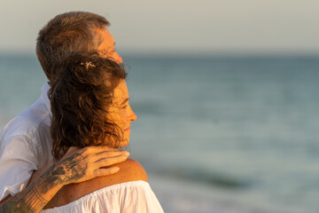 Middle age couple at Florida beach wedding
