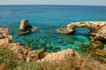 Fototapeta premium Coast with the lover's bridge near Ayia Napa in Cyprus