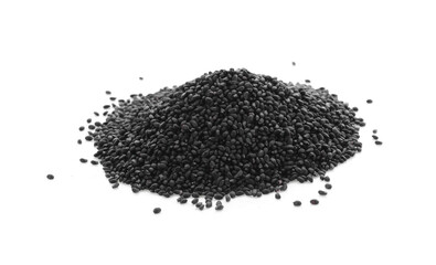 Black Sesame Seeds on white background