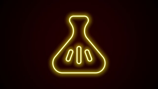 Glowing neon line Dumpling icon isolated on black background. Traditional chinese dish. 4K Video motion graphic animation