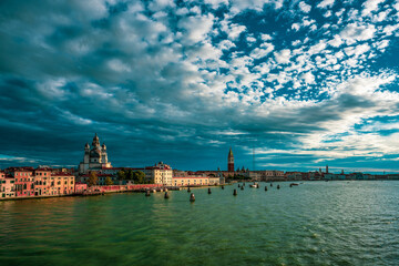 Fototapeta na wymiar Panoramic view of Venice's old town , Italy.