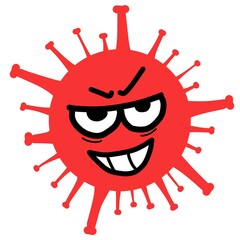 Covid red Virus cartoon on white background.