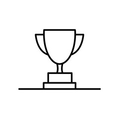 Champions Cup black line icon. First place cup badge. Goblet icon. Trendy flat isolated symbol sign for: illustration, outline, logo, mobile, app, emblem, design, web, dev, site, ui, ux. Vector EPS 10
