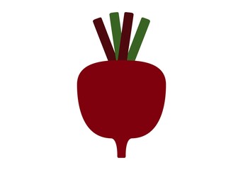 Beet with tops. Delicious food. Vector graphics on a white background.