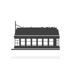 Large Grocery Store Supermarket - Silhouette Vector Illustration Art