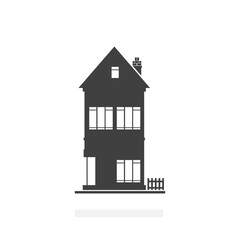 Apartments Town House Icon - Silhouette Vector Illustration Art