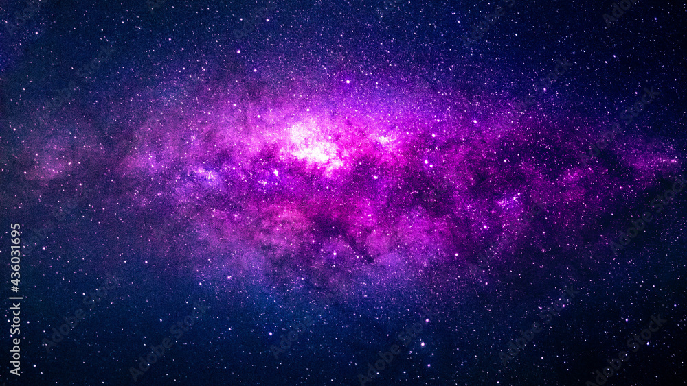 Wall mural astrophotography of visible milky way galaxy. stars, space, nebula and stardust at a starry night sk