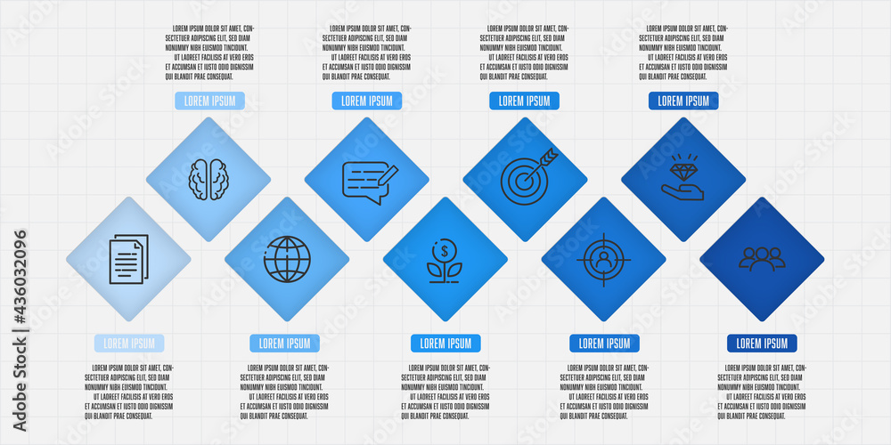 Poster vector infographic template for presentation. process diagram with business icon 9 step.