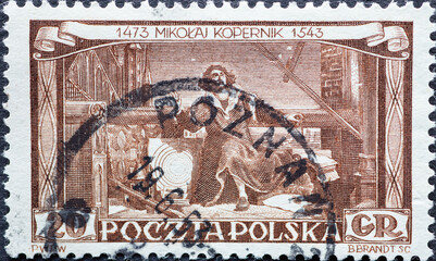 POLAND-CIRCA 1953 : A post stamp printed in Poland showing  The 480th Anniversary of the Birth of...