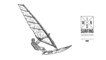 Windsurfing. Silhouette of a windsurfer. Freeride competition. Vector illustration. Thanks for watching