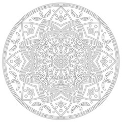 神秘的なマンダラ風の幾何学模様(大人の塗り絵に)