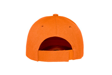 Baseball cap color orange close-up of back view on white background
