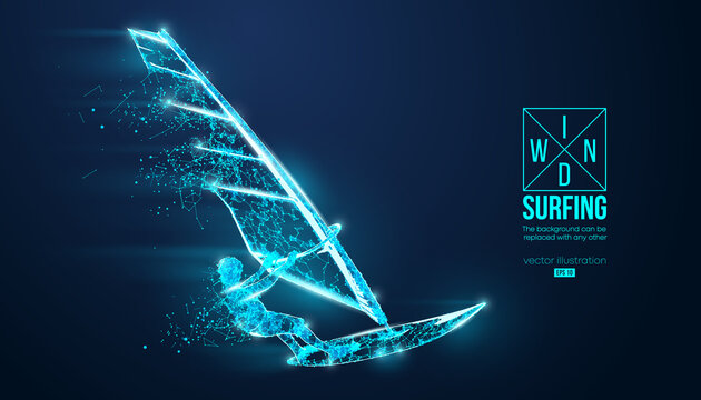 Windsurfing. Silhouette of a windsurfer. Freeride competition. Vector illustration. Thanks for watching