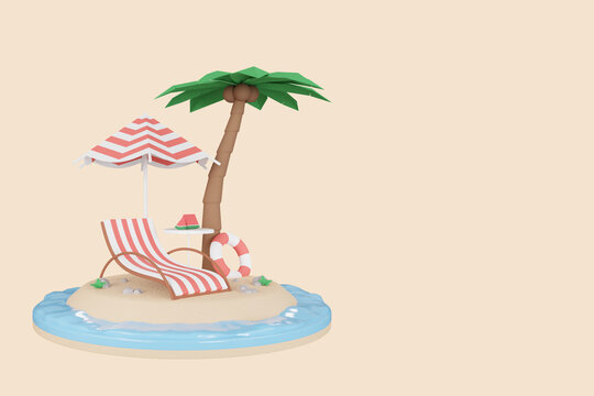 3D rendering summer background with copy space for your text.