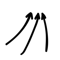 Set of doodle sketch arrows, pointers. Three hand drawn vector brushes. Design elements for Infographic.