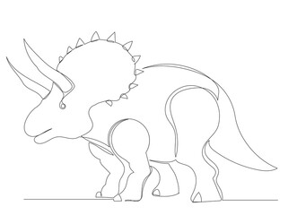 dinosaur continuous line drawing, sketch, isolated