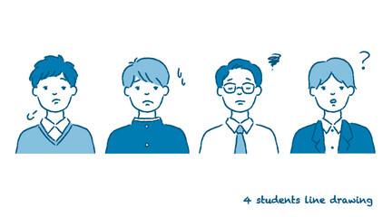 男子学生のネガティブなセットイラスト