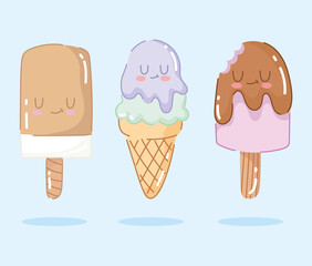 ice cream cartoon set