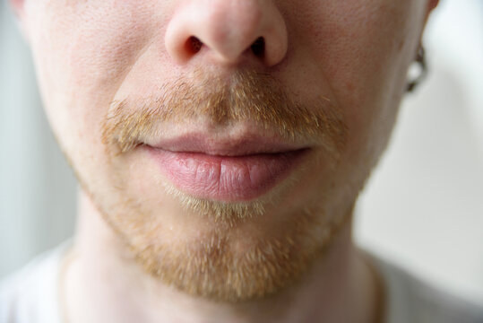 Nose, Mouth And Beard Of Man Face Close Up