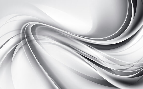 Futuristic silver lines design. White waves background. Gray motion wavy texture. © SidorArt