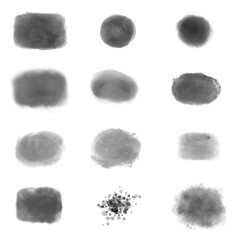 Abstract hand drawn watercolor blots set. Artistic design elements. illustration.