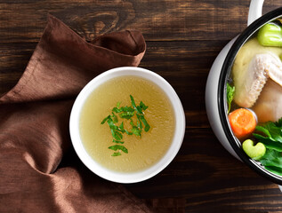 Chicken broth with vegetables and spices