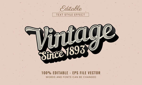Vintage editable text effect free vector 