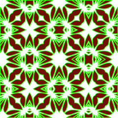 Geometric vector pattern with green and red colors. Seamless abstract ornament for wallpapers and backgrounds.