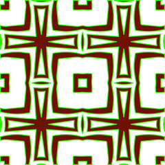 Obraz premium Geometric vector pattern with green and red colors. Seamless abstract ornament for wallpapers and backgrounds.