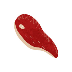 Cartoon beef or pork meat steak. Hand-drawn food isolated illustration with texture.