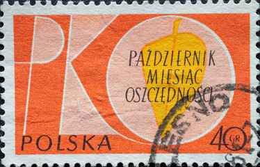 POLAND-CIRCA 1961 : A post stamp printed in Poland showing the letters PKO are the Initials of...