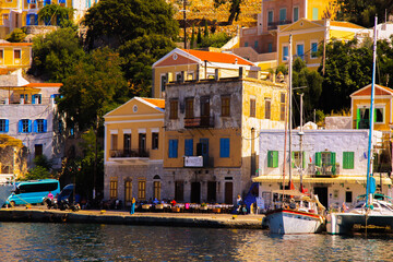 Obraz premium houses on the river in Greece