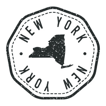 New York, NY, USA Map Stamp Retro Postmark. Silhouette Postal Passport. Seal Round Vector Icon. Badge Vintage Postage Design.